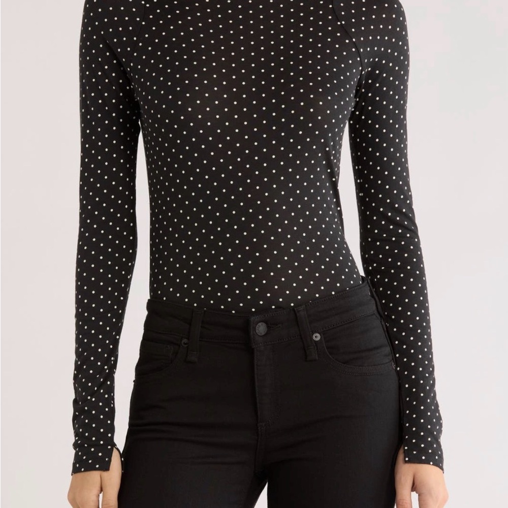 rag & bone Black and White Polka Dot Bodysuit